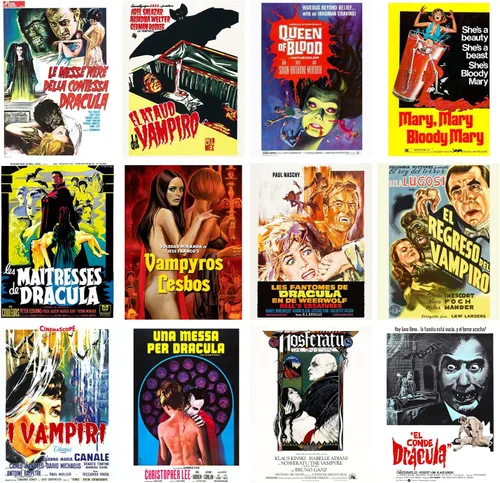 Miniatura 2 de Calendario de pared 2025 [13 páginas de 8 x 12 pulgadas] Vampiros thriller de películas vintage Carteles de película cubre película de explotación