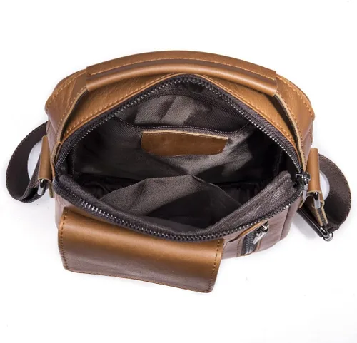 Miniatura 6 de Hebetag Bolso bandolera de cuero pequeño para hombre, para viajes al aire libre, negocios