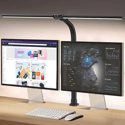 Miniatura 10 de AKRRYR Lámpara de escritorio LED para el hogar y la oficina, lámpara de 24 W brillante y para el cuidado de los ojos con base, luz de trabajo