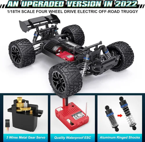 Miniatura 3 de HAIBOXING - Autos de control remoto Hailstorm, 36+ km/h de velocidad alta, 4WD, escala 1:18, resistente al agua, truggy de control remoto
