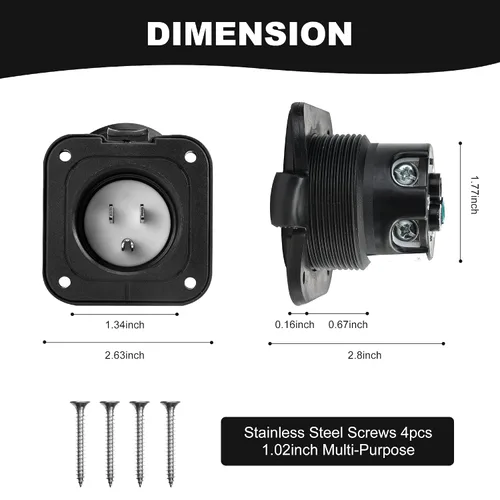 Miniatura 6 de Entrada con brida de 15 amperios, 125 V, enchufe de entrada de alimentación de orilla RV NEMA 5-15 con cubierta impermeable #2 poste de 3 cables