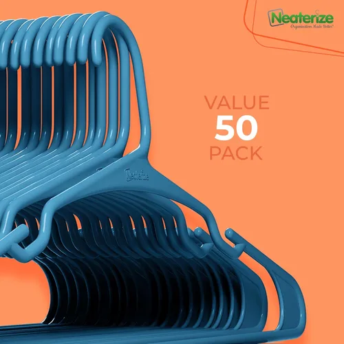 Miniatura 7 de NEATERIZE Ganchos para Colgar Ropa 50 Pack Azul - Ganchos de Plástico - Percheros de Ropa