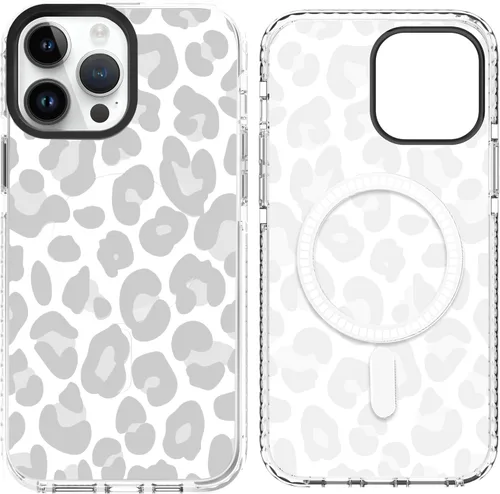 Miniatura 34 de SAKUULO Funda magnética para iPhone 11 Pro Max [Compatible con MagSafe] Patrón de Estampado de Leopardo Gris Claro Funda de Carga Inalámbrica