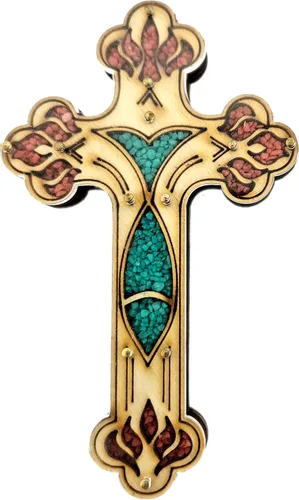 Miniatura 6 de Cruz del Salvador de Jesús Llena de Piedras Semipreciosas Cornalina Rojiza Firy de Tierra Santa