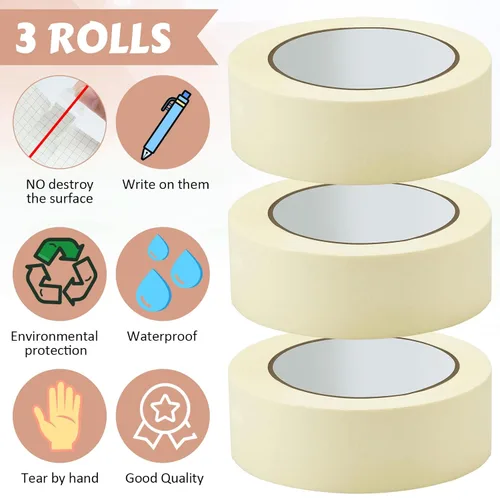 Miniatura 3 de Fainne 3 rollos de cinta adhesiva a granel de 55 yardas, cinta de uso general para aula, etiquetado, manualidades, oficina, proyectos escolares