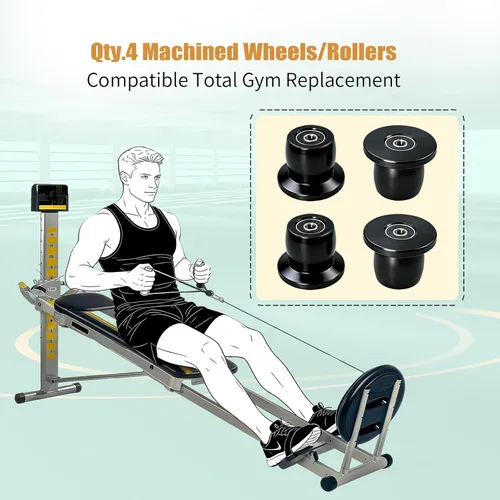 Miniatura 2 de Qty.4 Ruedas/rodillos mecanizados compatibles con reemplazo total de gimnasio, se adapta a modelos XL, XLS, y se ajusta con rodamientos a través