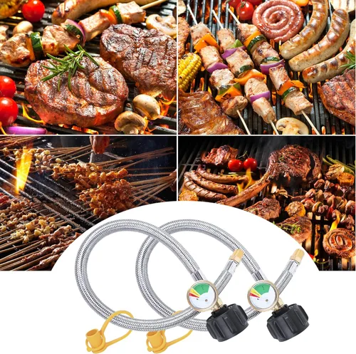 Miniatura 7 de Mangueras de propano para RV de 15 pulgadas con medidor, manguera trenzada de acero inoxidable para tanque de caravana, línea de manguera pigtail
