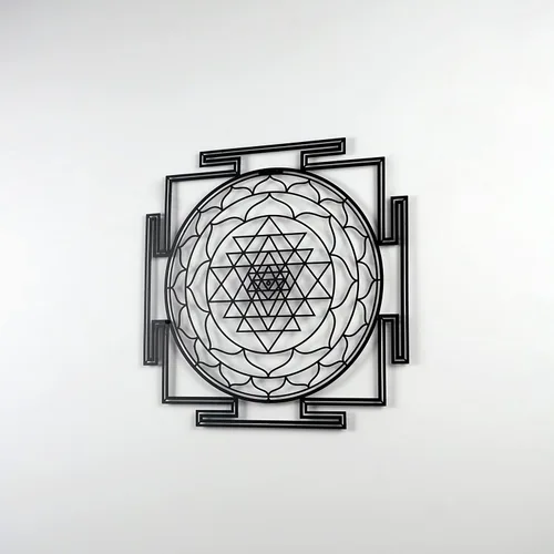 Miniatura 4 de Colorfull Worlds Sri Yantra - Arte de pared de metal, decoración de pared de chakras de geometría sagrada, meditación de inauguración de la casa