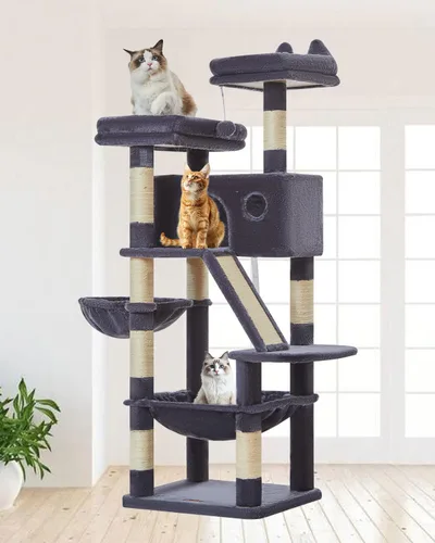 Miniatura 18 de Taoqimiao Árbol para gatos de 57.5 pulgadas, torre para gatos de interior para adultos, condominio extragrande para gatos, 8 postes rascadores