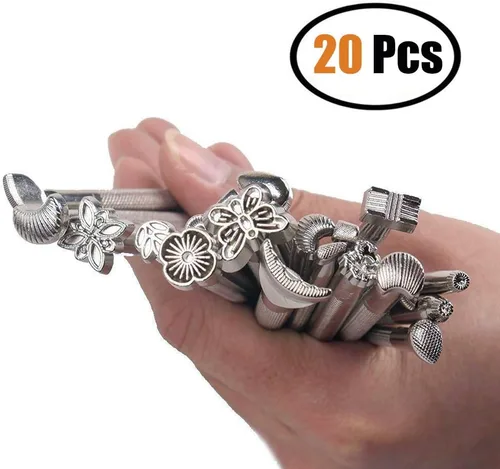 Miniatura 2 de Okared 20 piezas de herramientas de cuero para hacer sillín de trabajo, herramientas de manualidades, kits de sellos de cuero, herramientas