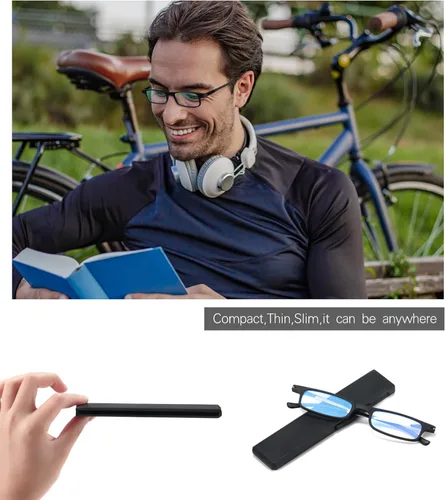 Miniatura 2 de Lentes de lectura plegables ultraligeros para mujeres y hombres, TR90, bloqueo de luz azul, anti UV, fatiga ocular, plegables, compactos, Negro