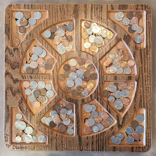 Miniatura 6 de Edición limitada 16"x16" Roble rojo sólido Tripoli, Michigan Rummy o Rummoli Board 8-9-10 NTT