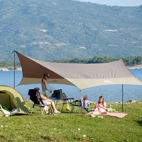 Miniatura 6 de Forceatt Lona de 12 x 14 pies con 2 postes, lona impermeable para camping, toldo de automóvil, lona ligera para campamento que se puede utilizar