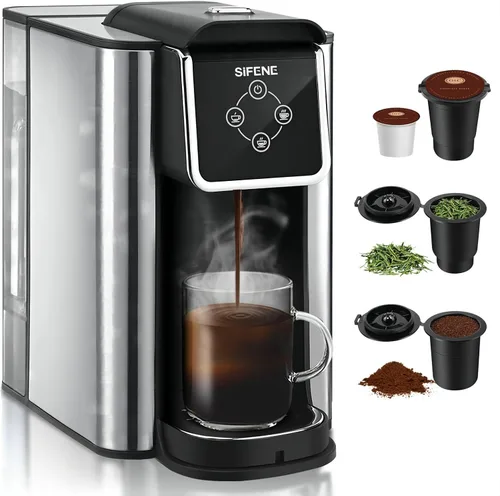 Miniatura 9 de SIFENE Cafetera de una sola porción, cafetera de cápsulas 3 en 1 para cápsulas K-Pod, café molido y té de hojas con tamaño de taza de 6 a 10 onzas