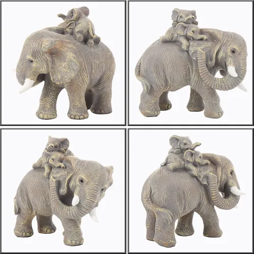 Miniatura 7 de Juego de 3 estatuas doradas de elefante de buena suerte, decoración del hogar, figuras de elefante geniales para estante, sala de estar, oficina