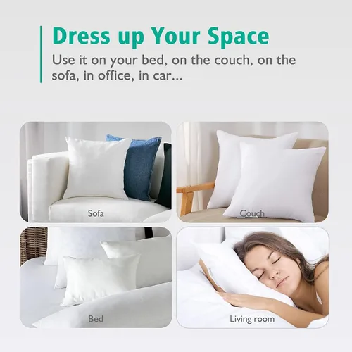 Miniatura 8 de APSMILE Juego de 2 rellenos de almohada de plumón orgánico de 16 x 16 pulgadas, 100 % tela de algodón, suave y esponjoso, funda de almohada