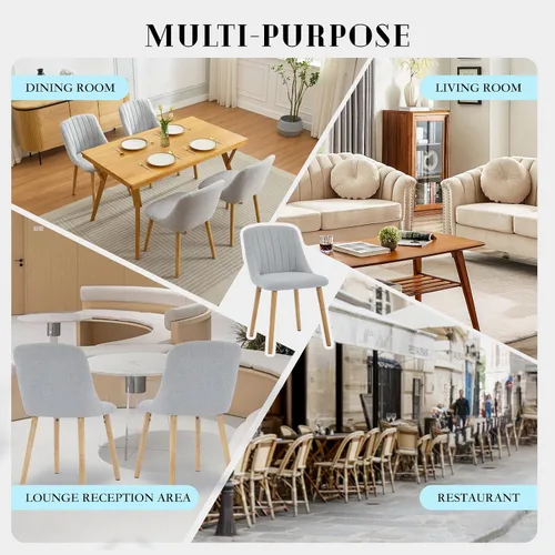 Miniatura 7 de Juego de 2 sillas de comedor tapizadas modernas, soporte ergonómico para la espalda, capacidad de 300 libras, patas de roble para comedor, hogar