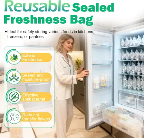 Miniatura 2 de 90 bolsas de almacenamiento reutilizables de papel de aluminio sellables, bolsas con cremallera al vacío mejoradas para alimentos, bolsas sellables