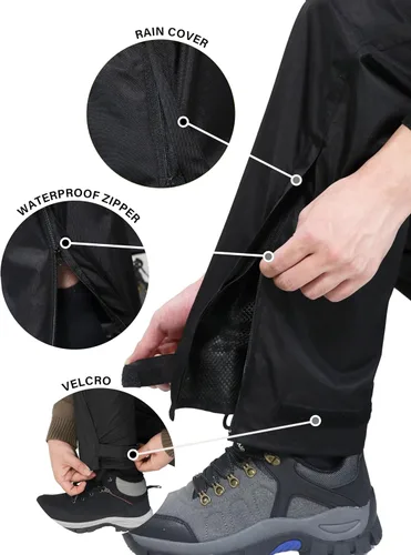 Miniatura 5 de iCreek Pantalones de lluvia para hombre, impermeables, resistentes al viento, ligeros, para senderismo, trabajo, lluvia, al aire libre, para golf