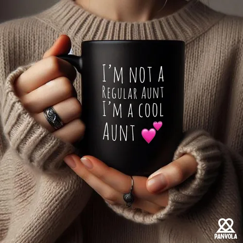 Miniatura 5 de Panvola Taza de café de cerámica con texto en inglés "I'm Not A Regular Aunt I'm A Cool Aunt", regalo para el Día de la Madre de sobrino, hermana