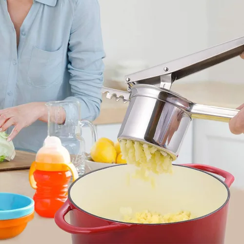 Miniatura 4 de Ricer de papas de 15 onzas, triturador de patatas de acero inoxidable resistente para puré de papas, con 3 discos intercambiables, herramienta