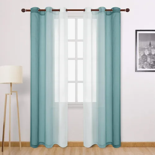 Miniatura 92 de DWCN Cortinas Transparentes de Lino Sintético Negro Degradado Ombré - Cortinas Semi Transparentes de Gasa con Ojales en la Parte Superior