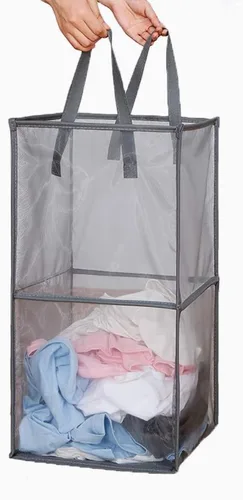 Miniatura 9 de HONOMA - Bolsas de lavandería con asas, cesta de ropa sucia de malla plegable y portátil, plegable para guardar la ropa, para habitación de niños