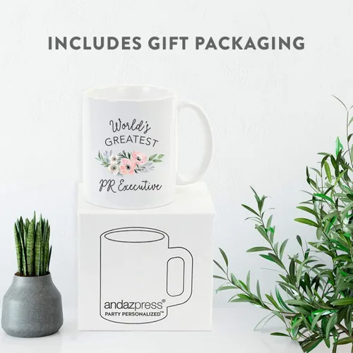 Miniatura 4 de Andaz Press Taza de café personalizada de 11 onzas, taza ejecutiva de relaciones públicas más grande del mundo, flor de anémona rosa, 1 paquete