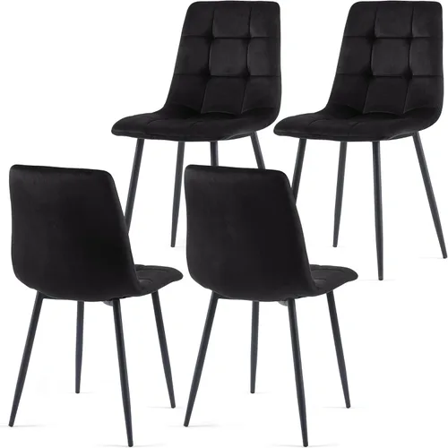 Miniatura 15 de NORDICANA Juego de 2 sillas de comedor, sillas de cocina tapizadas, sillas laterales de terciopelo negro con cómodos cojines y patas de metal