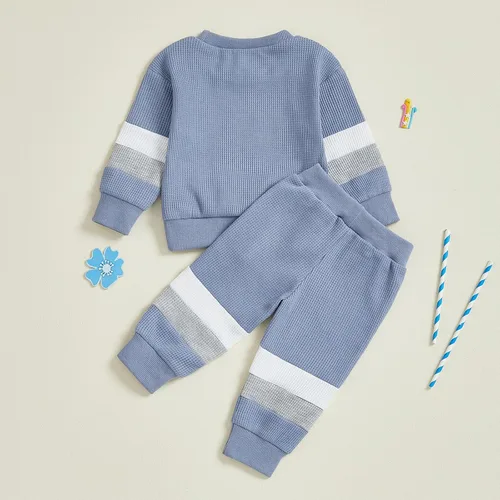 Miniatura 27 de Kuriozud Conjunto de 2 piezas de sudadera con cuello redondo y pantalones deportivos para niños pequeños para otoño e invierno