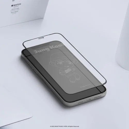 Miniatura 6 de iFace TinyTAN inspirado en BTS Protector de pantalla de vidrio templado de borde redondo diseñado para iPhone 12 Pro Max (Jung Kook)