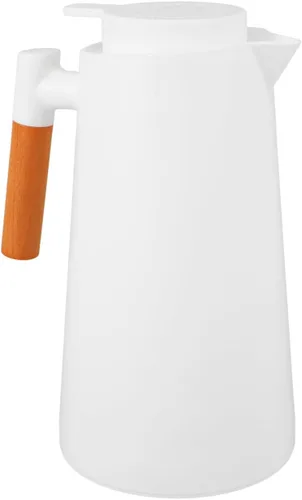 Miniatura 9 de Yardwe Jarra térmica de doble pared aislada al vacío con mango de madera, pequeña jarra aislada para bebidas calientes o frías, mantiene caliente