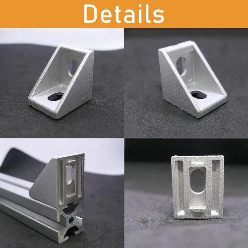 Miniatura 7 de 20 juegos de conectores de perfil de aluminio serie 1010, 20 soportes de esquina 1010, 40 tuercas en T, 40 tornillos hexagonales y 1 llave