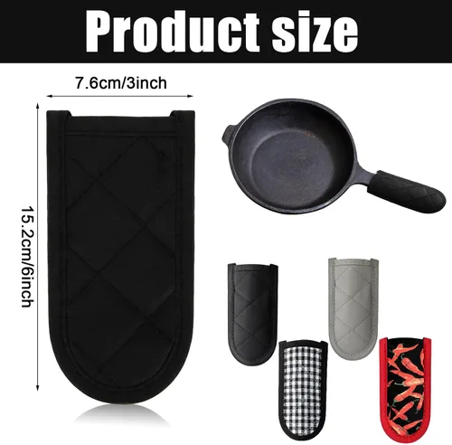 Miniatura 2 de Patelai 4 fundas de mango de sartén de hierro fundido, resistentes al calor, fundas antideslizantes de algodón para ollas, guantes de soporte