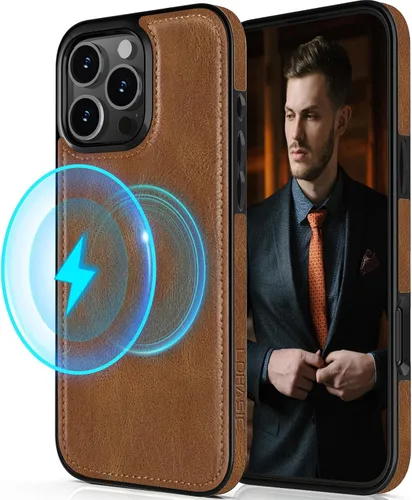 Miniatura 23 de LOHASIC Funda diseñada para iPhone 14 Pro, elegante cubierta trasera magnética de cuero de negocios, a prueba de golpes, compatible con fundas Negro