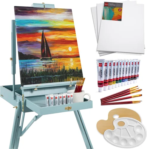 Miniatura 13 de Best Choice Products Caballete de arte para pintar, trípode ajustable de madera portátil para artistas con caja de bocetos, juego de arte de 32