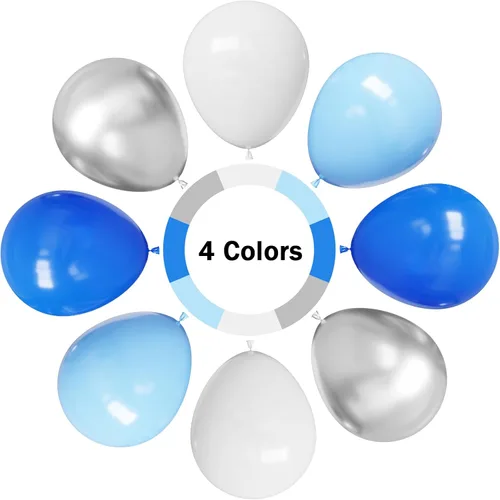 Miniatura 3 de Hiquaty Globos azules y plateados, 50 globos azul claro, globos azules y blancos de 12 pulgadas para decoración de cumpleaños, baby shower, boda