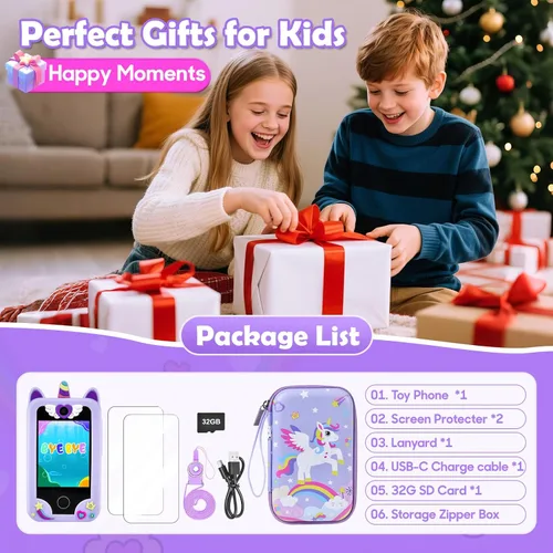 Miniatura 9 de Teléfono inteligente para niños para niñas, teléfono de juguete con cámara para niños de 3, 4, 5, 6, 8 años, regalos de cumpleaños de Navidad