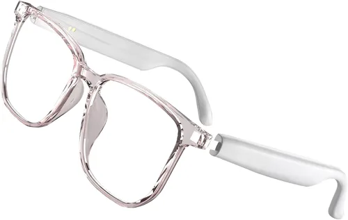 Miniatura 10 de Gafas inteligentes para mujer, gafas de auriculares con altavoces integrados, audio de oído abierto HD, filtrado de luz azul para trabajar (negro)