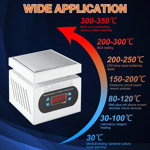 Miniatura 5 de placa caliente de la estación de soldadura de 350W 110V, laboratorio eléctrico del calentador de la reanudación del precalentamiento