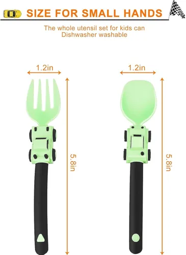 Miniatura 5 de Deinyi Utensilios de Construcción para Niños Pequeños - Tenedores y Cucharas para Niños Pequeños - Utensilios de Camiones de Construcción para Niños