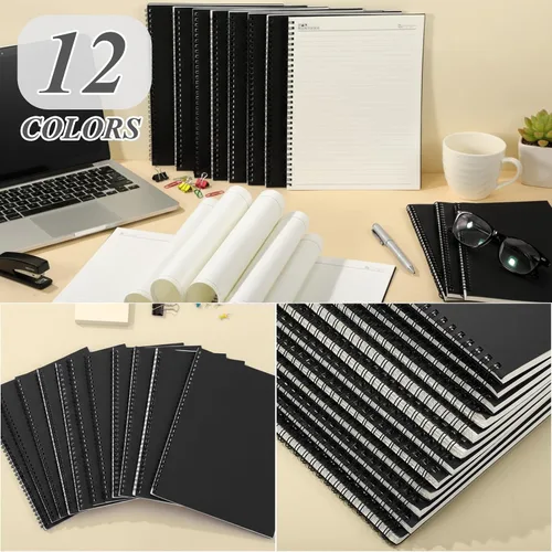 Miniatura 5 de Leelosp 12 cuadernos pequeños en espiral forrados en espiral, cuaderno con rayas universitarias, cubierta de papel kraft encuadernado con alambre