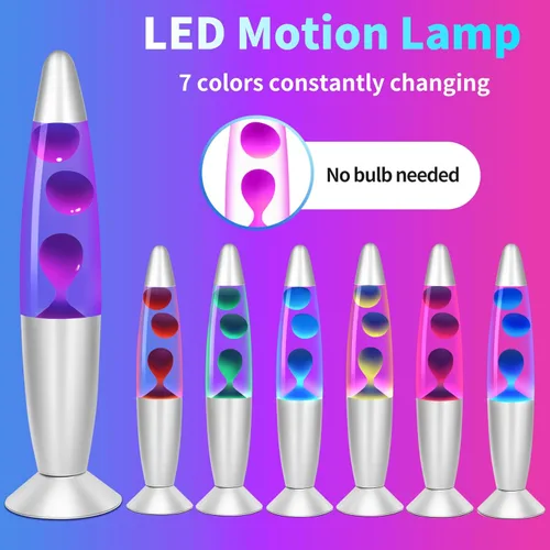 Miniatura 4 de Lámparas de movimiento líquido de cera morada que cambian de color, lámpara LED de magma de 13 pulgadas para adultos y niños, luz nocturna 2-Púrpura