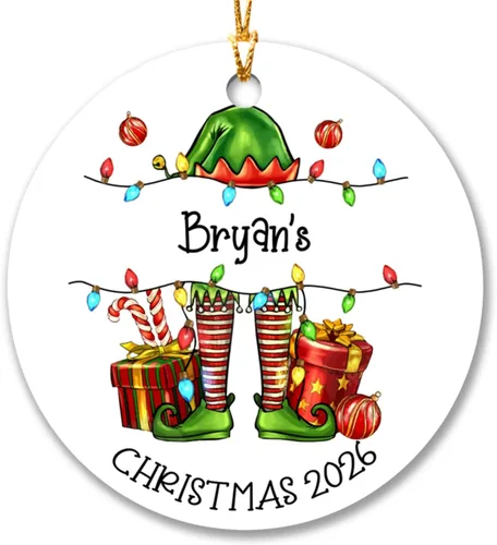 Miniatura 15 de Adorno de Navidad 2026 con texto en inglés "Bee Merry Christmas", adornos personalizados de Navidad de abejas 2026, decoración colgante de árbol
