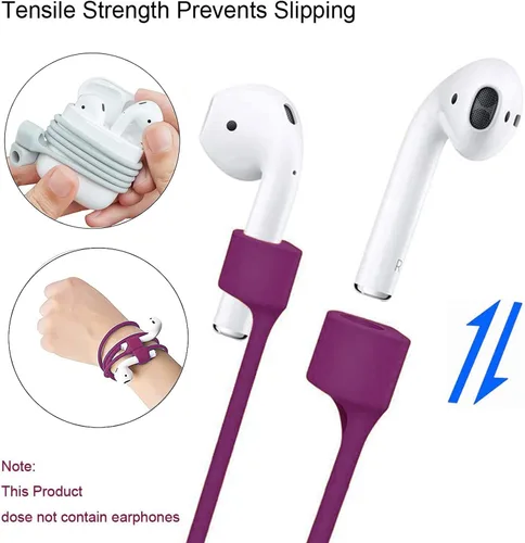 Miniatura 2 de BUISAMG AirPods Magnetic Anti-lost Shoulder Strap, Soft Silicone Sport Lanyard, Neck Cord Cord for Headphones, 4-Pack Rojo vino