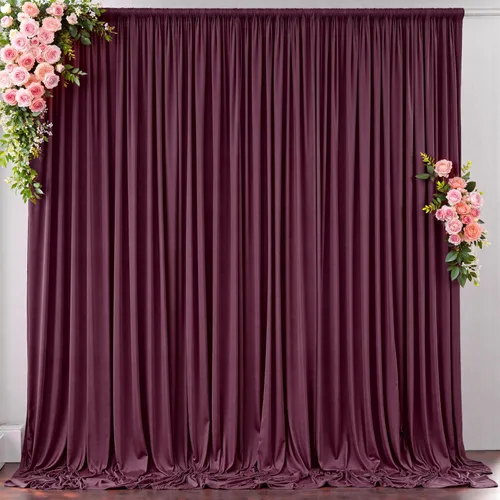 Miniatura 137 de Cortinas de telón de fondo blanco de 30 pies x 8 pies para fiestas de boda, 6 paneles de 5 pies x 8 pies, cortinas de fotografía de poliéster sin