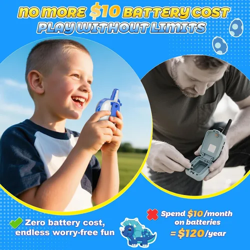 Miniatura 3 de Walkie Talkies Recargables Juguetes para Niños: Juguetes de Dinosaurio Walkie Talkies para Niños 2 Pack Regalos de Navidad Cumpleaños para Niños