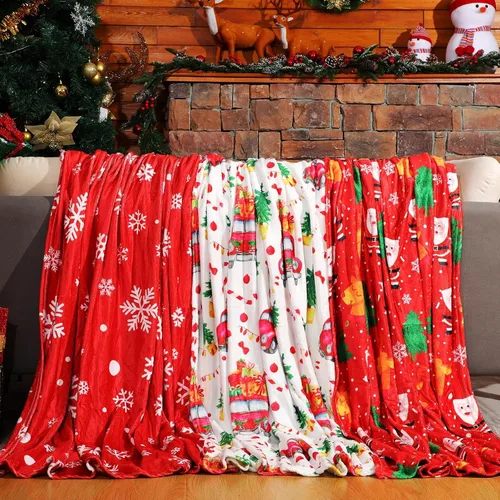 Miniatura 9 de Ganeen Paquete de 3 Mantas Navideñas de Felpa con Impresión, Manta de Forro Polar 50 x 60 Pulgadas, Manta Cálida y Suave de Franela para Vacaciones