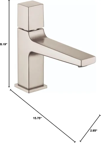 Miniatura 5 de hansgrohe Metropol 32570821 - Grifo moderno para lavabo de baño de bajo flujo con mango de 1 7 pulgadas de alto en níquel cepillado, 32570821