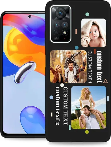 Miniatura 17 de Funda de teléfono personalizada para Redmi Note 11 Pro (5G) y Note 12 Pro 4G con nombre de collage de fotos múltiples, funda de silicona negra